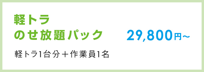 軽トラのせ放題パック（軽トラ1台分＋作業員1名）29,800円～